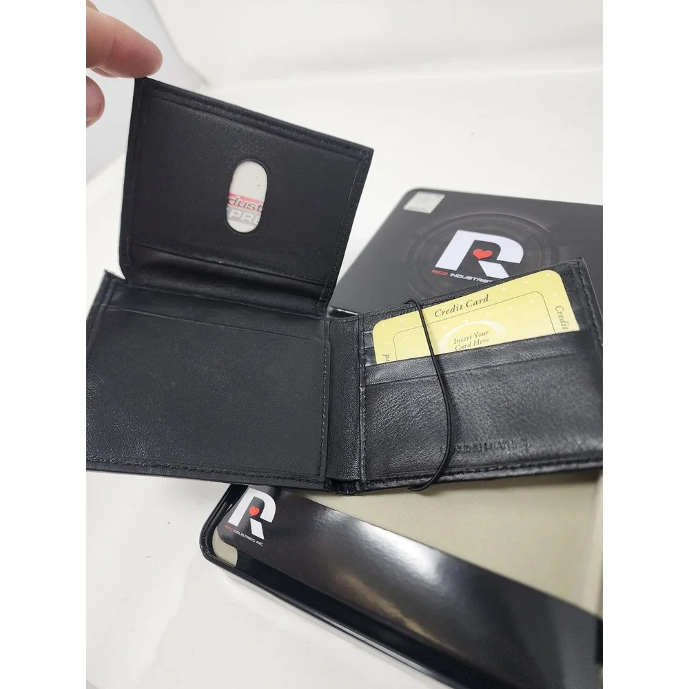 Rico Industries Mens Brooklyn Nets Bifold Wallet Black Leather Casual Size OS